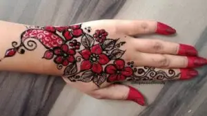 Arabic BlackRed fingertip mehndi design