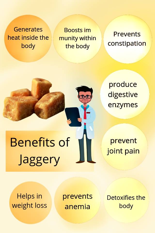 benefits of jaggery or Gur infographic