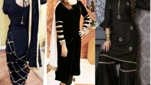 Black Punjabi Suit Design Ideas with Laces